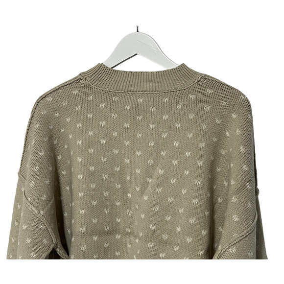 FREE PEOPLE WMNS MEDIUM PATTERN EASY STREET CROP PULLOVER SWEATER OATMEAL IVORY - Picture 9 of 14